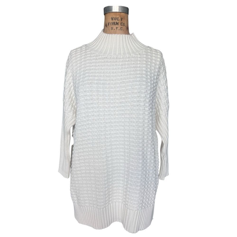 French Connection Mozart Popcorn High Neck Jumper Winter White Size S